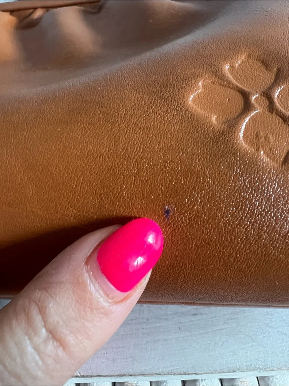 Patricia Nash Embossed Floral Kiss-Lock Clutch - Cognac Brown NEW